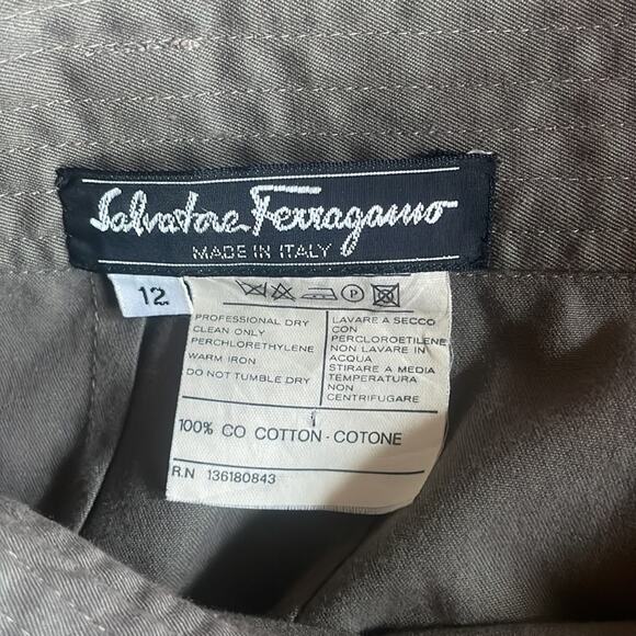 Vintage Salvatore FERRAGAMO Belted Military Skirt UTILITY Sz 12 (Runs Small) - Picture 3 of 9